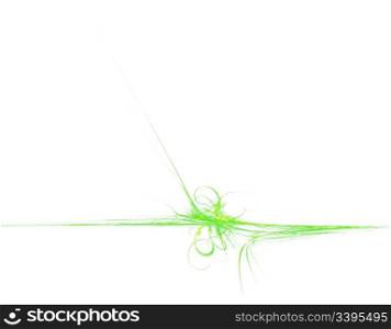 abstract fractal background of green scrolls over white