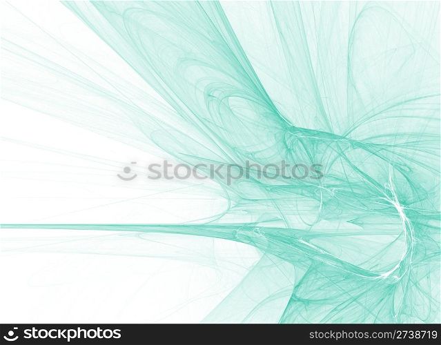 abstract fractal background of transparent green curves over white