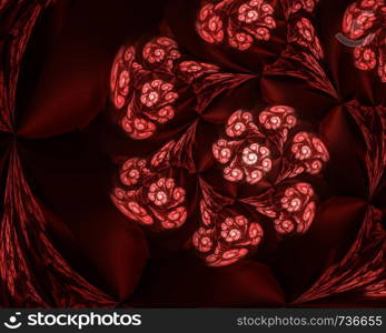 Abstract fractal background, spiral red flower with red curves, suitable for desktop wallpaper.. Abstract fractal background, spiral red flower with red curves