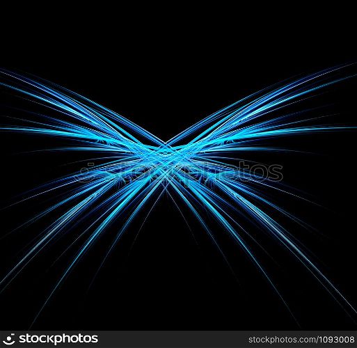 Abstract fractal blue energetic fast lines black background. Abstract fractal blue energetic fast lines