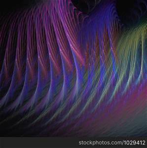 Abstract fractal feathers wave 3d colorful bright. Abstract fractal feathers