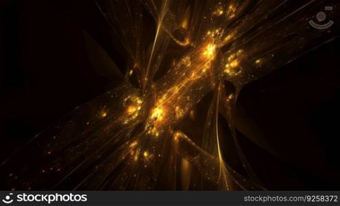 Abstract fractal golden light background. Generative AI AIG21.