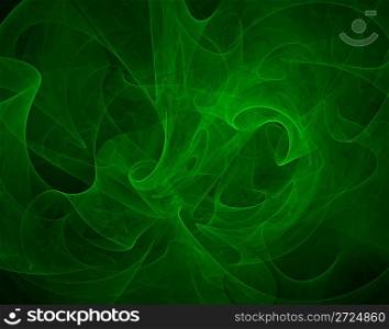 abstract fractal image with green veil on black background