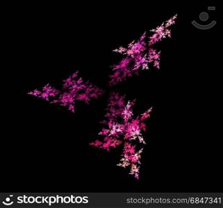 Abstract fractal triangles design. Isolated on black background.. Abstract fractal triangles design