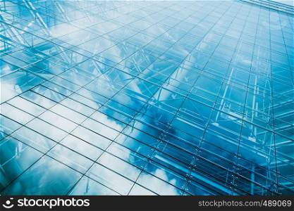 Abstract fragment of modern architecture, walls made of glass
