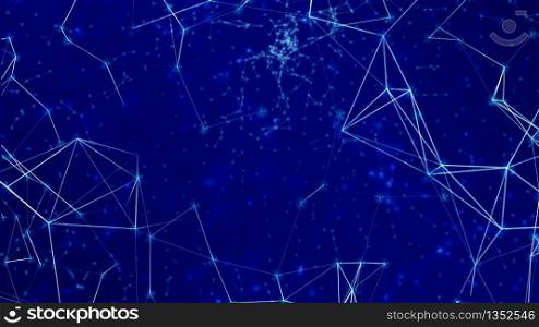 Abstract futuristic background with blockchain technology and network. Global world network and communication technology for internet business on a dark blue background.. Global blockchain nerwork and technology futuristic abstract background.