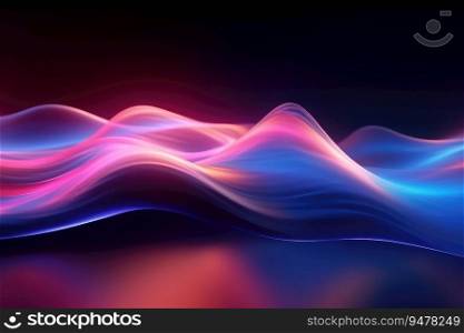 Abstract futuristic background with pink blue glowing neon. Fantastic wallpaper. Generative AI