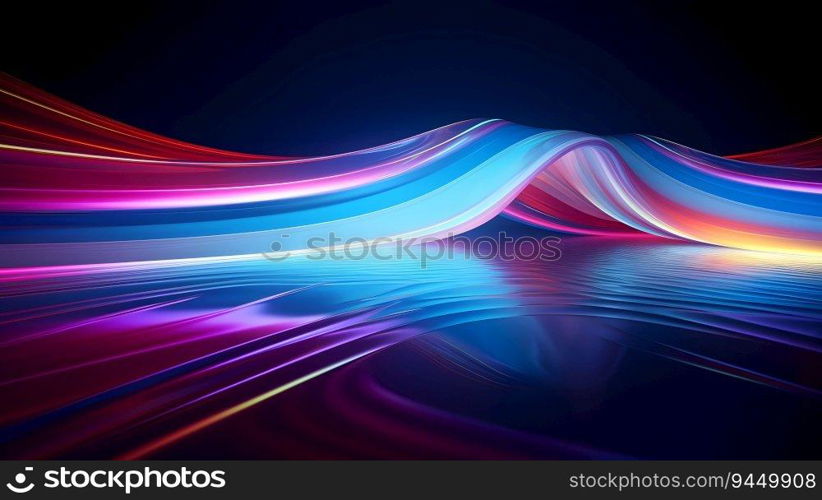 abstract futuristic background with purple and blue glowing neon moving high speed wave lines and bokeh lights data transfer concept. AI Generated. abstract futuristic background with purple and blue glowing neon moving high speed wave lines and bokeh lights data transfer concept