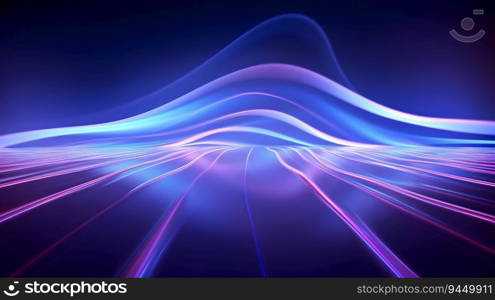 abstract futuristic background with purple and blue glowing neon moving high speed wave lines and bokeh lights data transfer concept. AI Generated. abstract futuristic background with purple and blue glowing neon moving high speed wave lines and bokeh lights data transfer concept