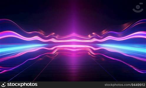 abstract futuristic background with purple and blue glowing neon moving high speed wave lines and bokeh lights data transfer concept. AI Generated. abstract futuristic background with purple and blue glowing neon moving high speed wave lines and bokeh lights data transfer concept