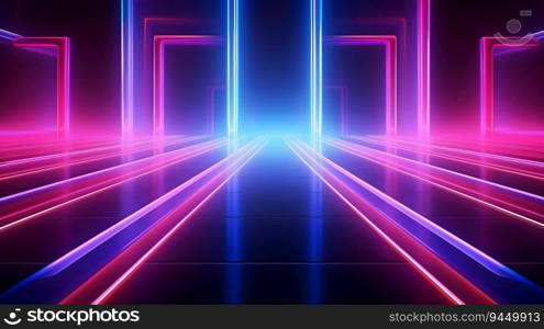 abstract futuristic background with purple and blue glowing neon moving high speed wave lines and bokeh lights data transfer concept. AI Generated. abstract futuristic background with purple and blue glowing neon moving high speed wave lines and bokeh lights data transfer concept