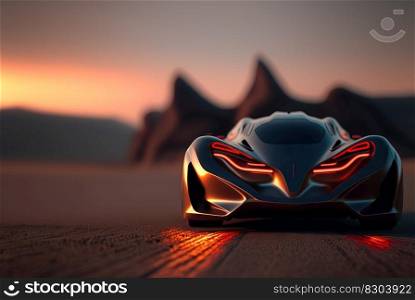 Abstract futuristic car with shiny reflections. Beautiful conceptual supercar. Generated AI.. Abstract futuristic car with shiny reflections. Beautiful conceptual supercar. Generated AI