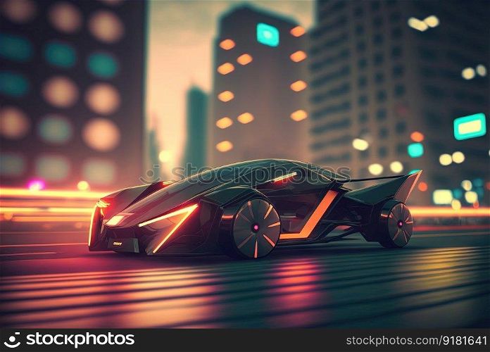 Abstract futuristic car with shiny reflections. Beautiful conceptual supercar. Generated AI.. Abstract futuristic car with shiny reflections. Beautiful conceptual supercar. Generated AI