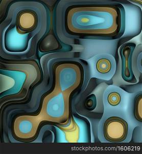 Abstract Futuristic Geometric Background. Gradient Blue Gold Curved Shapes