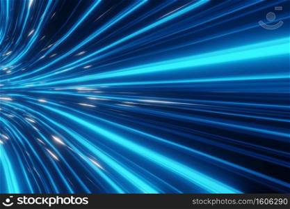 abstract futuristic stream Digital data neon speed motion Glowing light trails Tunnel background 3D rendering
