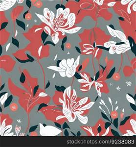 Abstract gentle seamless pattern with flowers background. Generative AI