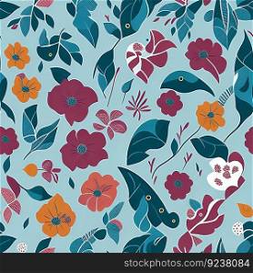 Abstract gentle seamless pattern with flowers background. Generative AI