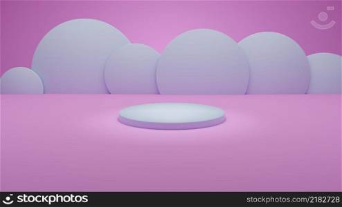 Abstract Geometric 3D Render Circle Cylinder Podium Background. Minimalism Pastel Colored Still Life Style