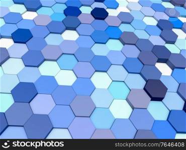 Abstract geometric background from hexagons. 3d render illustration.. Abstract geometric background from hexagons.