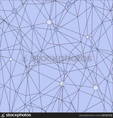 Abstract Geometric Background Isolated on Blue Background. Dots and Connections. Abstract Geometric Background