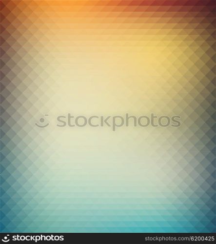 Abstract geometric background with orange, blue and yellow triangles. illustration Summer sunny design.