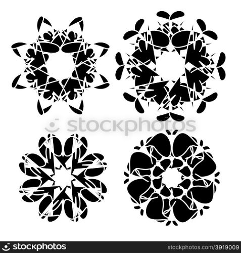 Abstract Geometric Black Ornaments Isolated on White Background. Abstract Geometric Ornaments