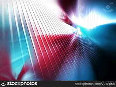 abstract geometric coloured background of lined inclined surfaces illuminated with white light. abstract geometric background of surfaces with straight vertical lines flashed with white light