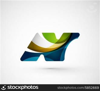 Abstract geometric company logo N letter. Abstract geometric company logo N letter. Vector illustration of universal shape concept made of various wave overlapping elements