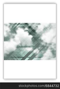Abstract geometric flyer template layout with sky and clouds. Abstract geometric brochure template layout with sky and clouds. Background for print flyers, brochure, web graphic design or booklet