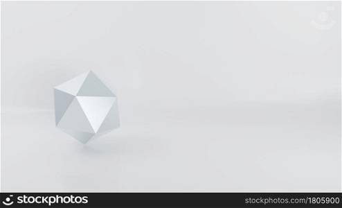Abstract geometric installation icon design, Icosahedron isolated on gray background, 3D rendering illustration