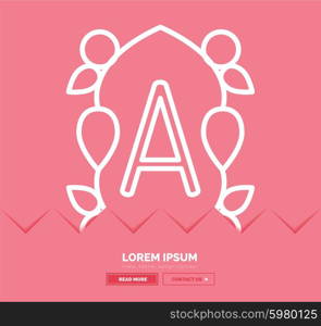 Abstract geometric linear hipster floral icon, frame design, flat style. Banner design element.