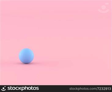Abstract geometric object, blue sphere on pink background,Minimal,3d rendering