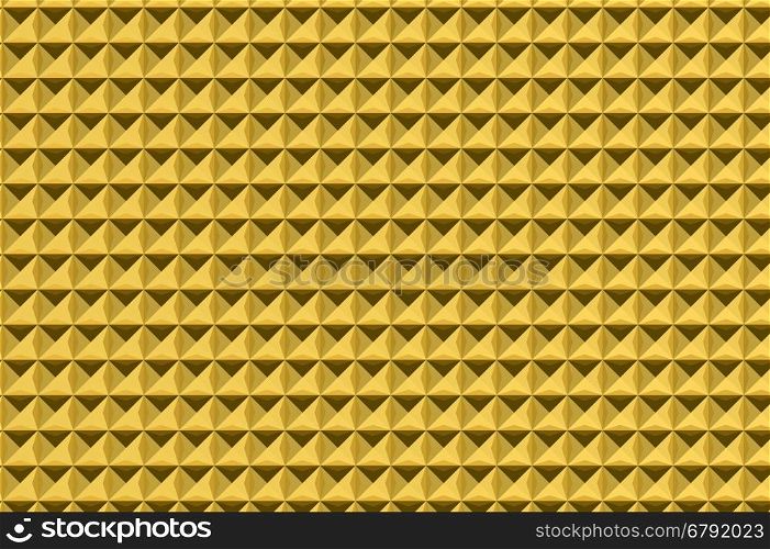 Abstract geometric pattern of golden pyramids, 3D rendering