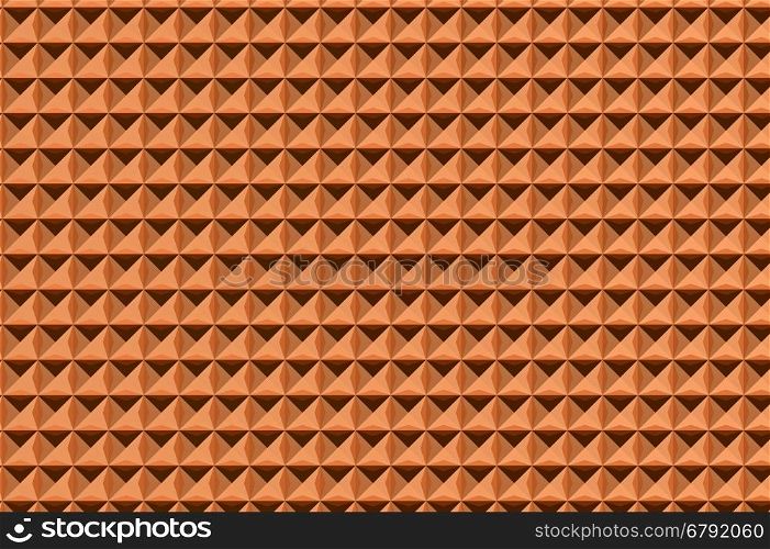 Abstract geometric pattern of metalic pyramids, 3D rendering