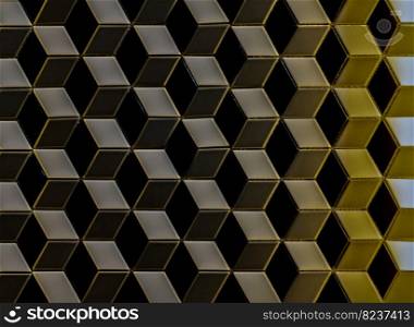 Abstract geometric pattern with lines for background, Square lines art Gradient from black to yellow. Space for text, Focus and blur.