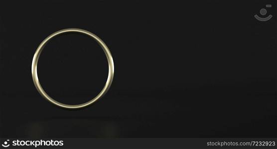 Abstract geometric shape,golden ring on dark background, minimal style,3d rendering