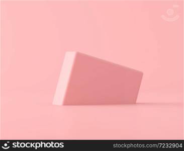 Abstract geometric shape on pink background, pastel colors,minimal style,3d rendering
