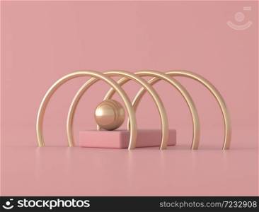 Abstract geometric shape on pink background, pastel colors,minimal style,3d rendering