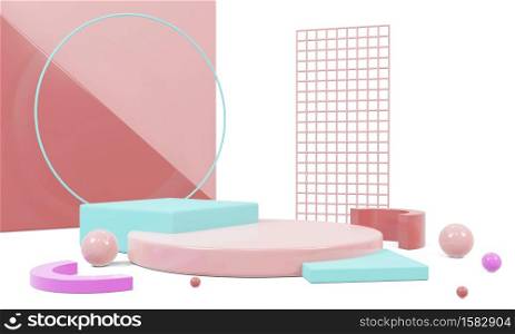 Abstract geometric shape with colorful background.mockup scene for product, banner, presentation, 3d rendering.
