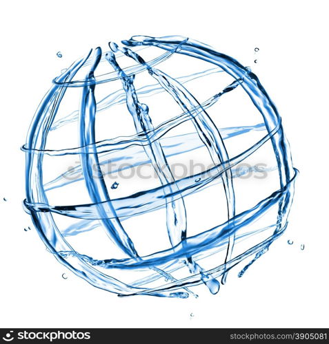 abstract globe from water splashes isolated on white