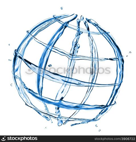 abstract globe from water splashes isolated on white