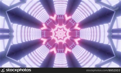 Abstract glowing 4k uhd neon star space tunnel 3d illustration artwork background wallpaper. Abstract glowing neon star space tunnel 3d illustration background wallpaper