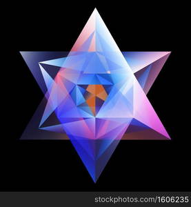 Abstract Glowing Hexagram Isolated On Black Background