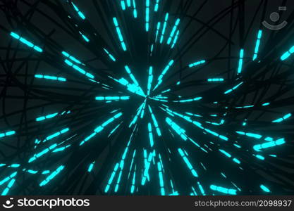 Abstract glowing light lines sparkling energy background 3D rendering