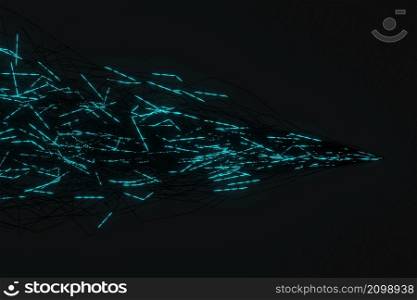 Abstract glowing light lines sparkling energy background 3D rendering