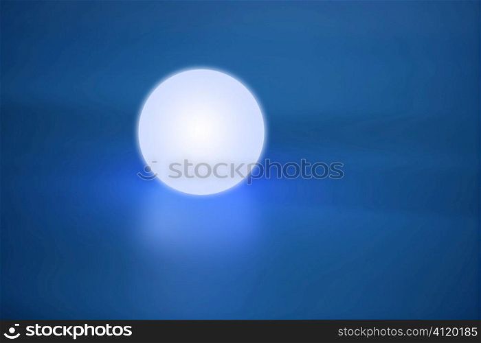 Abstract glowing light sphere over blue