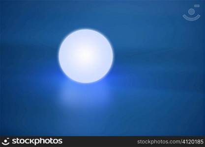 Abstract glowing light sphere over blue