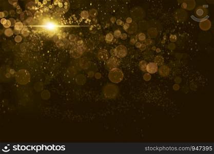 Abstract gold bokeh with particles background design illustration