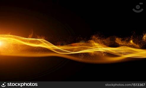 Abstract Gold Color Digital Particles with Dust and Light Background