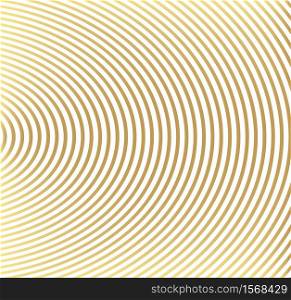 Abstract gold color vector circle halftone background. Gradient retro line pattern design. Monochrome graphic.
